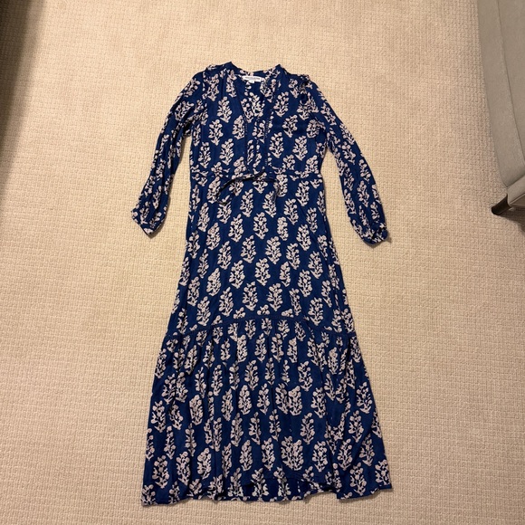 Emerson Fry Navy Floral Long Sleeve Dress Frances 4 Pressed Flowers Small - Picture 6 of 7